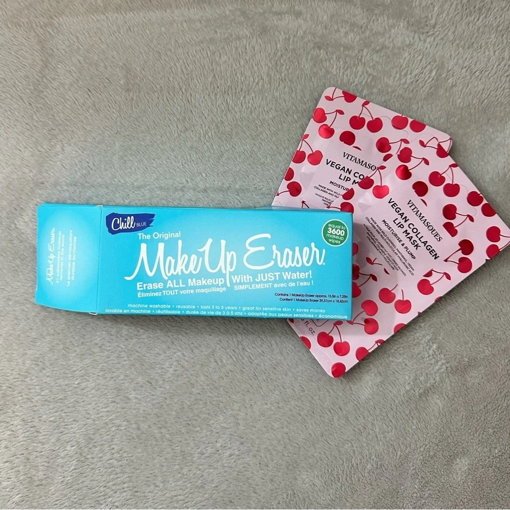 *Bundle* NIB Original MakeUp Eraser in Chill Blue + 2 Vegan Collagen Lip Masks